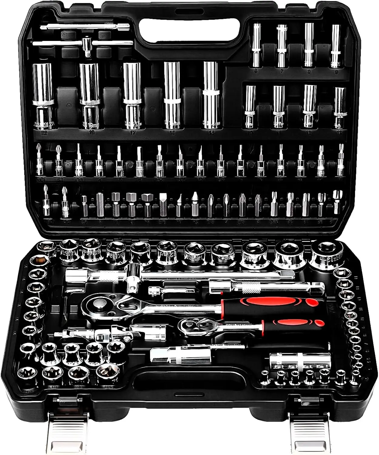 108-Piece Professional Socket Tool Kit with CR-V Steel, Dual-Drive Ratchet Set for Car and Garage Use
108-Piece Professional Socket Tool Kit with CR-V Steel, Dual-Drive Ratchet Set for Car and Garage Use