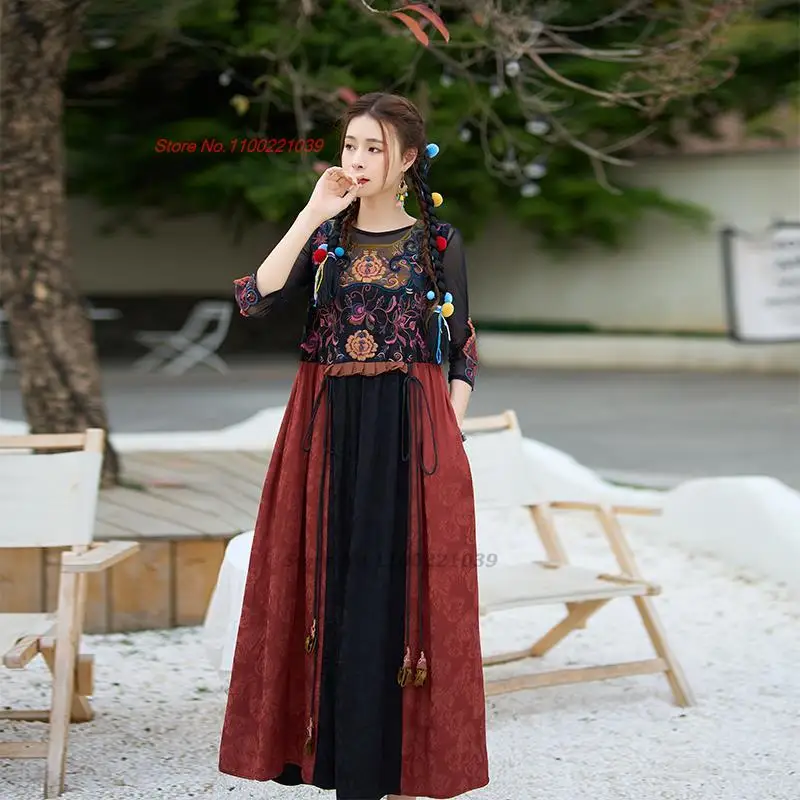 2024 traditional chinese vintage sleeveless dress women national flower embroidery a-line dress chinese folk jacquard dress
2024 traditional chinese vintage sleeveless dress women national flower embroidery a-line dress chinese folk jacquard dress