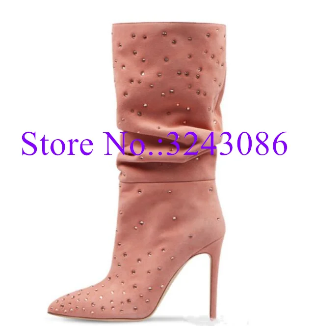 New Pink Suede Crystal Long Boots Woman Fashion Pointed Toe Stiletto Heel Pleated Lady Knee Boots Sexy Female Party Shoes
New Pink Suede Crystal Long Boots Woman Fashion Pointed Toe Stiletto Heel Pleated Lady Knee Boots Sexy Female Party Shoes