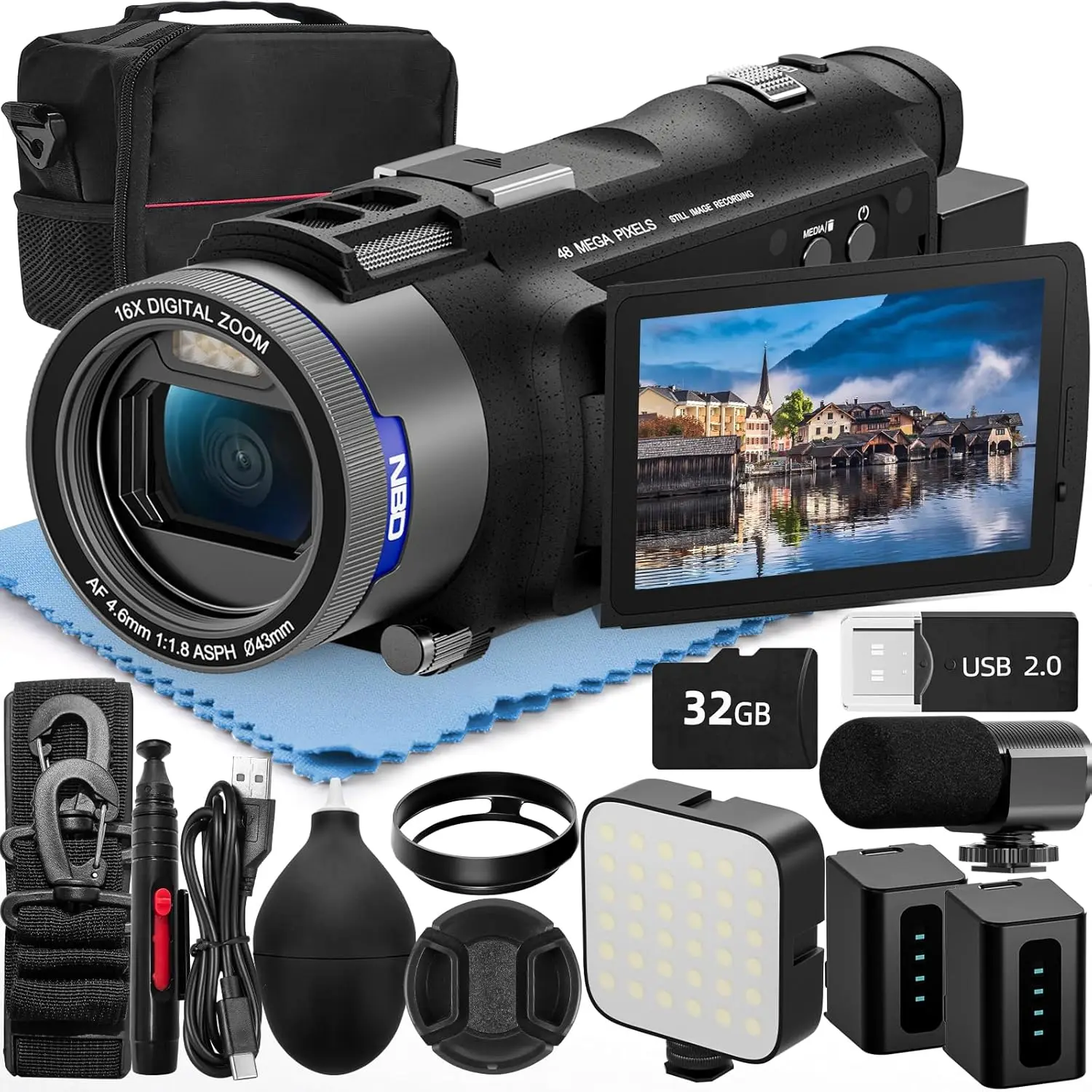 NBD 4K&48MP HD Camcorder Video Camera, Vlogging Camera With Wi-Fi & App Control, Video Recorder 16X Zoom, 270° IPS Screen
NBD 4K&48MP HD Camcorder Video Camera, Vlogging Camera With Wi-Fi & App Control, Video Recorder 16X Zoom, 270° IPS Screen