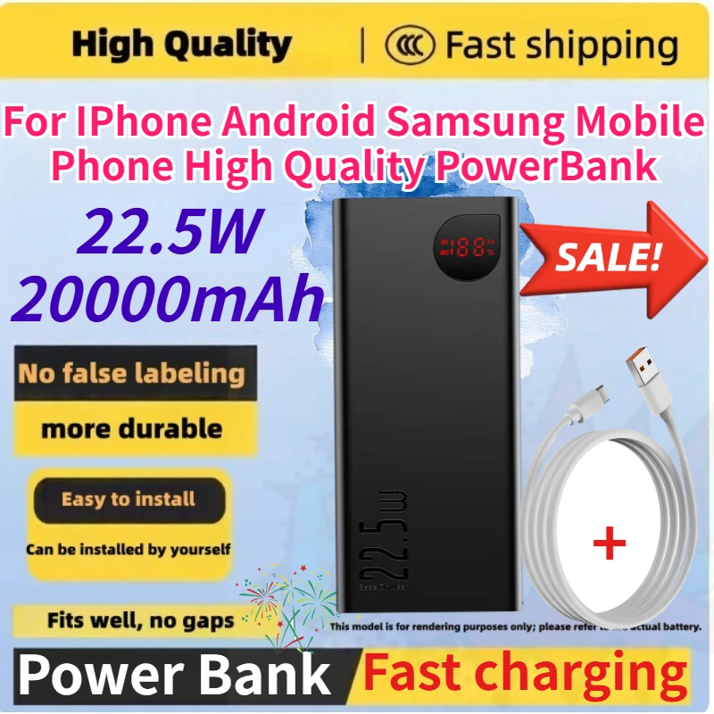 New 20000mAh 22.5W Portable Fast Charging Power Bank for IPhone Android Samsung Mobile Phone High Quality PowerBank
New 20000mAh 22.5W Portable Fast Charging Power Bank for IPhone Android Samsung Mobile Phone High Quality PowerBank