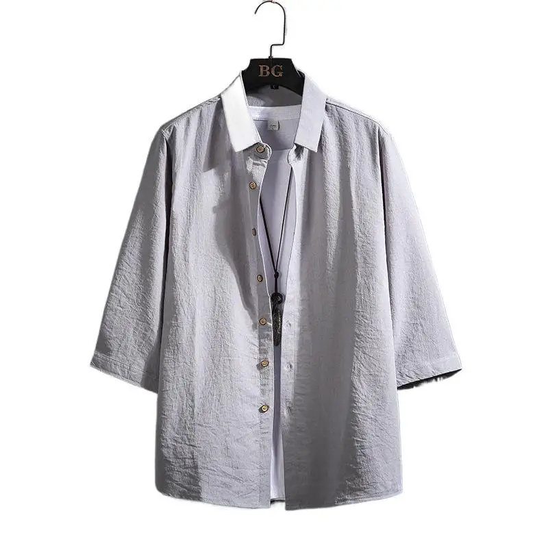 Men's Cotton Linen Short Sleeve Shirt Casual Style Seven Quarter Length Comfortable Fit Thin Material Deformation Resistant
Men's Cotton Linen Short Sleeve Shirt Casual Style Seven Quarter Length Comfortable Fit Thin Material Deformation Resistant