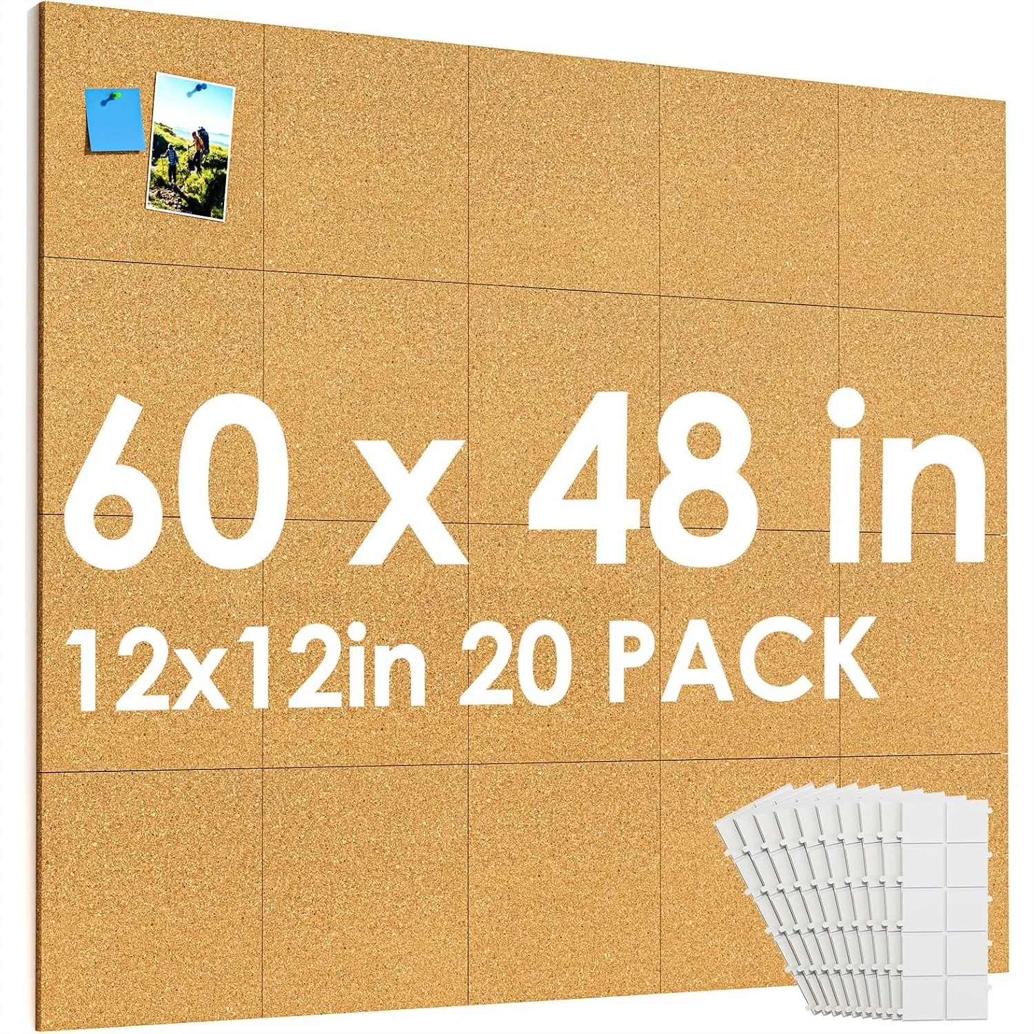 Large Cork Board 60x48 Inch for Wall, 20 Pack Cork Tiles with Pushpins & Adhesive Tabs, Bulletin Board for Office School Home
Large Cork Board 60x48 Inch for Wall, 20 Pack Cork Tiles with Pushpins & Adhesive Tabs, Bulletin Board for Office School Home