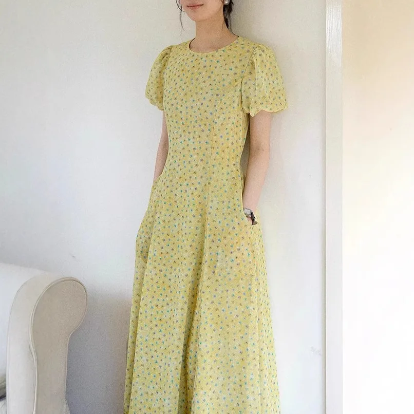 Women French Bubble Sleeve Floral Dress Women's Summer Waist
Women French Bubble Sleeve Floral Dress Women's Summer Waist