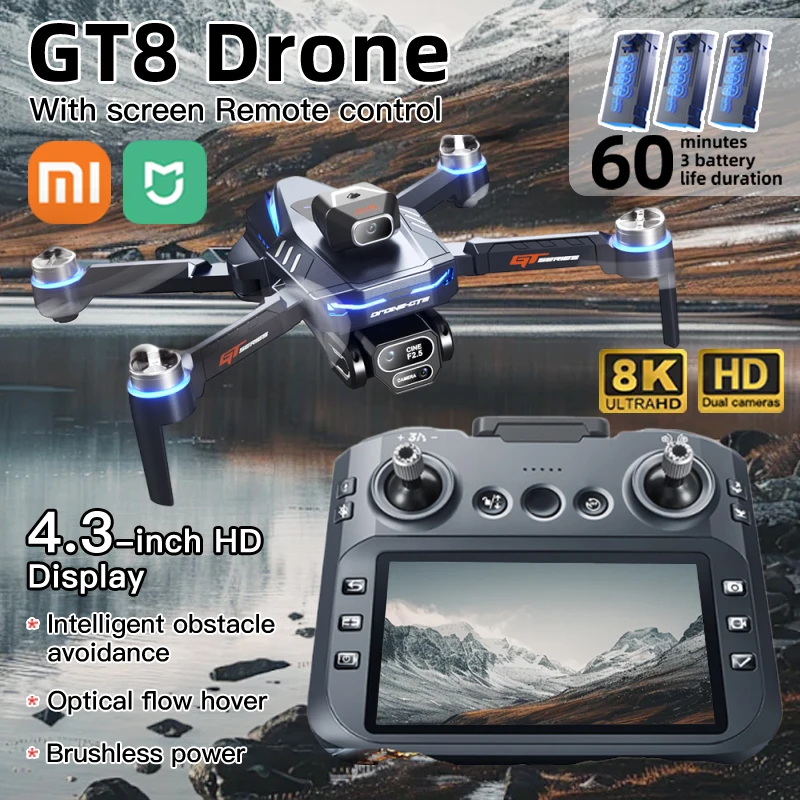 Xiaomi mijia GT8 Drone 8K HD Three-camera Aerial Photography Wifi FPV RC with screen Brushless Motor Folding Quadcopter Dron Toy
Xiaomi mijia GT8 Drone 8K HD Three-camera Aerial Photography Wifi FPV RC with screen Brushless Motor Folding Quadcopter Dron Toy