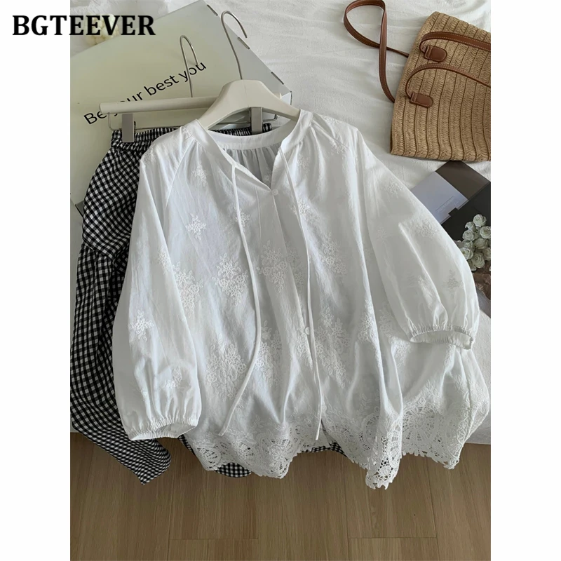 BGTEEVER Korean-style Embroidery Loose Blouses for Women,100% Cotton Summer Mid-sleeve Shirts for Vacation
BGTEEVER Korean-style Embroidery Loose Blouses for Women,100% Cotton Summer Mid-sleeve Shirts for Vacation