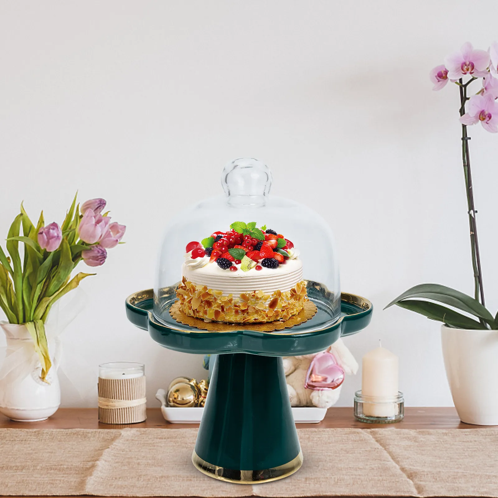 1Set Ceramic Cake Stand High Foot Dome Dessert Tray Cake Display Stand for Bakery Snack Serving Wedding Party Banquet
1Set Ceramic Cake Stand High Foot Dome Dessert Tray Cake Display Stand for Bakery Snack Serving Wedding Party Banquet