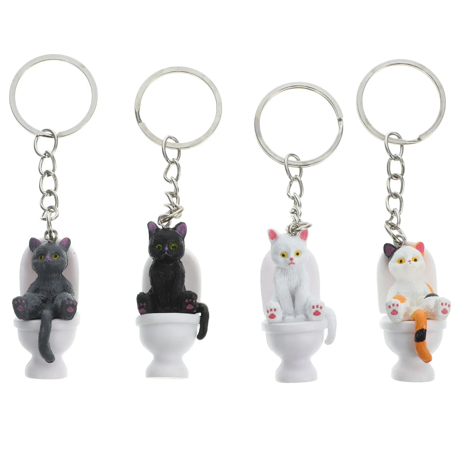 4 Pcs Cat Keychain Toilet Keyring Cute Aesthetic Pendant Funny Cartoon Keychains for Birthday Supplies White Black
4 Pcs Cat Keychain Toilet Keyring Cute Aesthetic Pendant Funny Cartoon Keychains for Birthday Supplies White Black