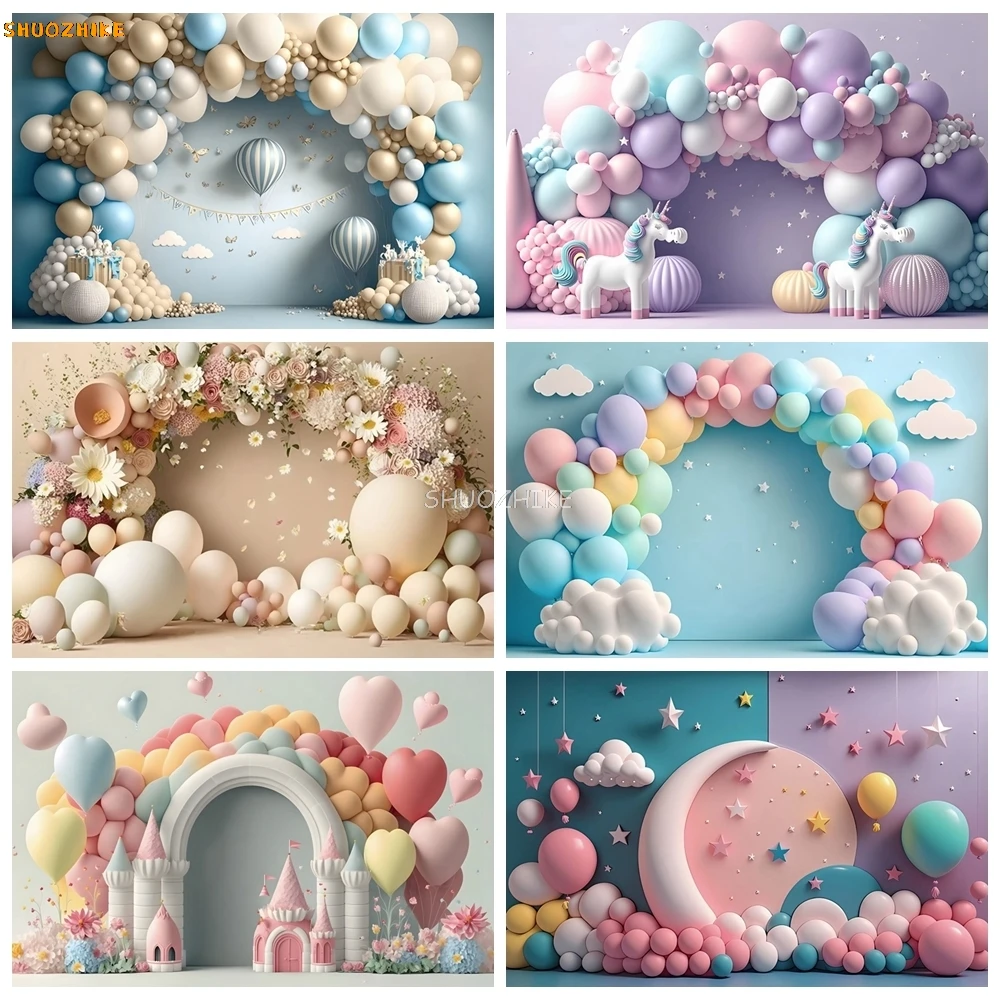 Newborn 1st Birthday Cake Smash Backdrop Colorful 3D Balloon Arch Door Rainbow Flower Boy Girl Birthday Photography Background
Newborn 1st Birthday Cake Smash Backdrop Colorful 3D Balloon Arch Door Rainbow Flower Boy Girl Birthday Photography Background