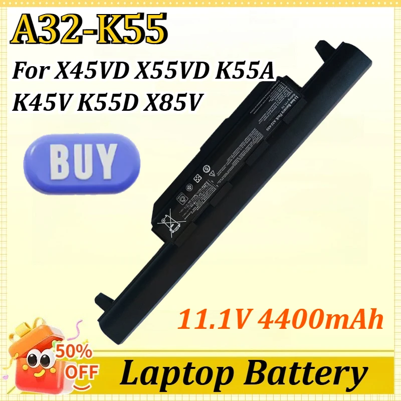 A32-K55 11.1V 4400mAh Laptop Battery for ASUS K55A K55D K55N K55V K75 K75A K75D K75V X45 X45E X55 X55V A85 K95 R400 R500 R700
A32-K55 11.1V 4400mAh Laptop Battery for ASUS K55A K55D K55N K55V K75 K75A K75D K75V X45 X45E X55 X55V A85 K95 R400 R500 R700