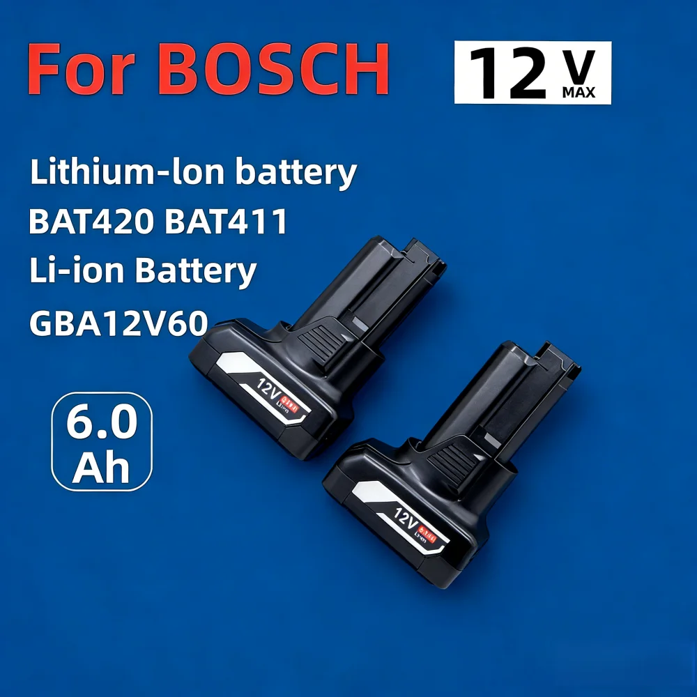 6000mAh for Bosch 12V/10.8V Li-ion Replacement Battery BAT411 BAT420 GBA 12V Cordless Power Tools for Bosch 12V Charger.
6000mAh for Bosch 12V/10.8V Li-ion Replacement Battery BAT411 BAT420 GBA 12V Cordless Power Tools for Bosch 12V Charger.