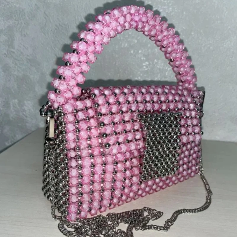 Chain Crossbody Bead Bag Fashion Acrylic Handmade Women's Flip Small Square Bags Niche Design Banquet Handbag Customizable 
Chain Crossbody Bead Bag Fashion Acrylic Handmade Women's Flip Small Square Bags Niche Design Banquet Handbag Customizable