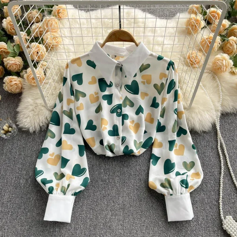 Turn Down Collar Heart Print Long Sleeve Design Sense Blouses Blusas Mujer De Moda 2023 Chic Single-breasted All-match Shirts
Turn Down Collar Heart Print Long Sleeve Design Sense Blouses Blusas Mujer De Moda 2023 Chic Single-breasted All-match Shirts