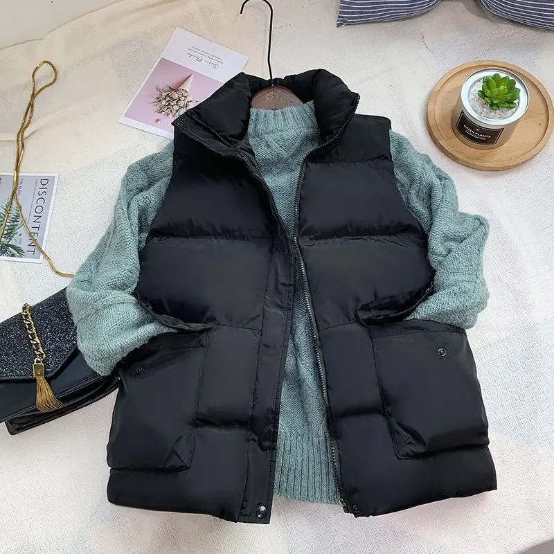 2023 Autumn Winter Women New Stand Collar Down Cotton Vest Female Short Solid Color Waistcoat Ladies Loose Sleeveless Coats E362
2023 Autumn Winter Women New Stand Collar Down Cotton Vest Female Short Solid Color Waistcoat Ladies Loose Sleeveless Coats E362