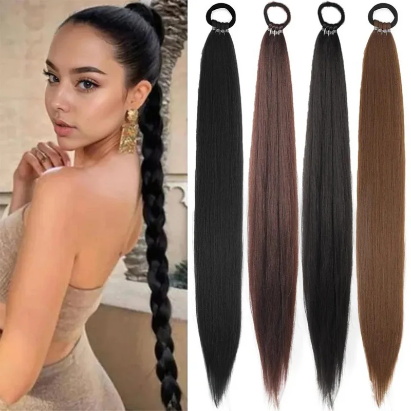 28 Inch Synthetic Straight Ponytail With Elastic Hair Rope Hair Extensions Fashionable For Daily Use Party Hair Accessories
28 Inch Synthetic Straight Ponytail With Elastic Hair Rope Hair Extensions Fashionable For Daily Use Party Hair Accessories