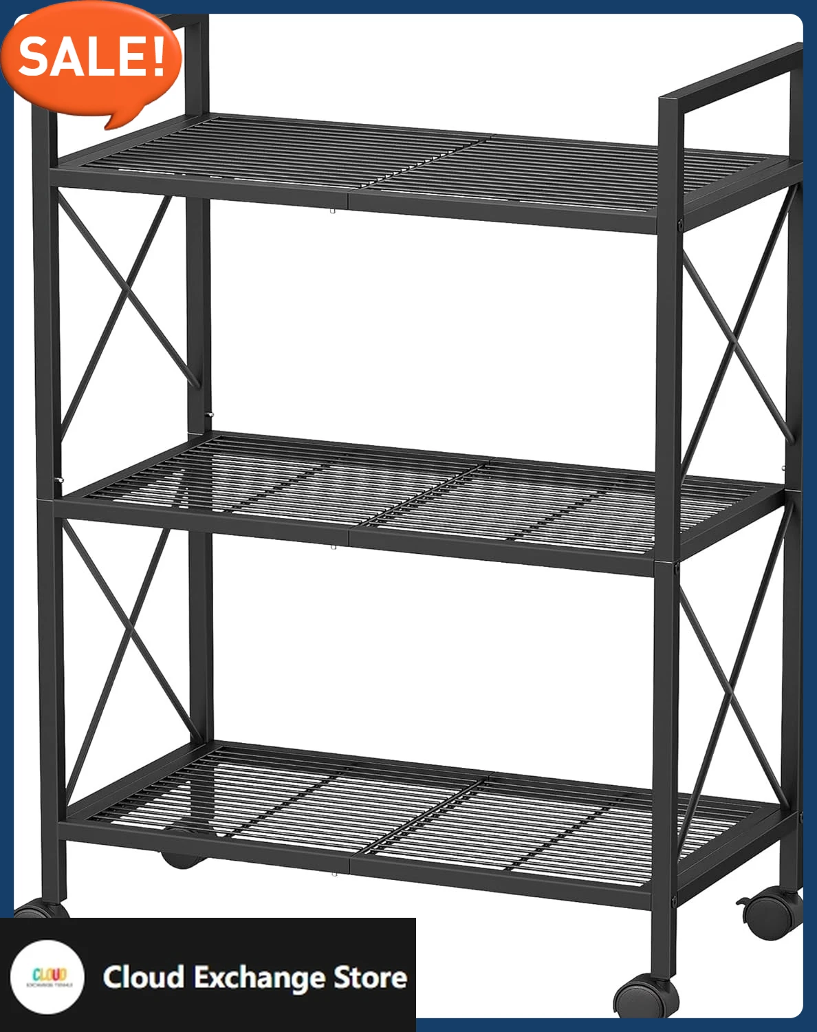 3-Tier Metal Storage Rack with Wheels, Mesh Shelving Unit with X Side Frames, 23.6-Inch Width, for Entryway, Kitchen
3-Tier Metal Storage Rack with Wheels, Mesh Shelving Unit with X Side Frames, 23.6-Inch Width, for Entryway, Kitchen