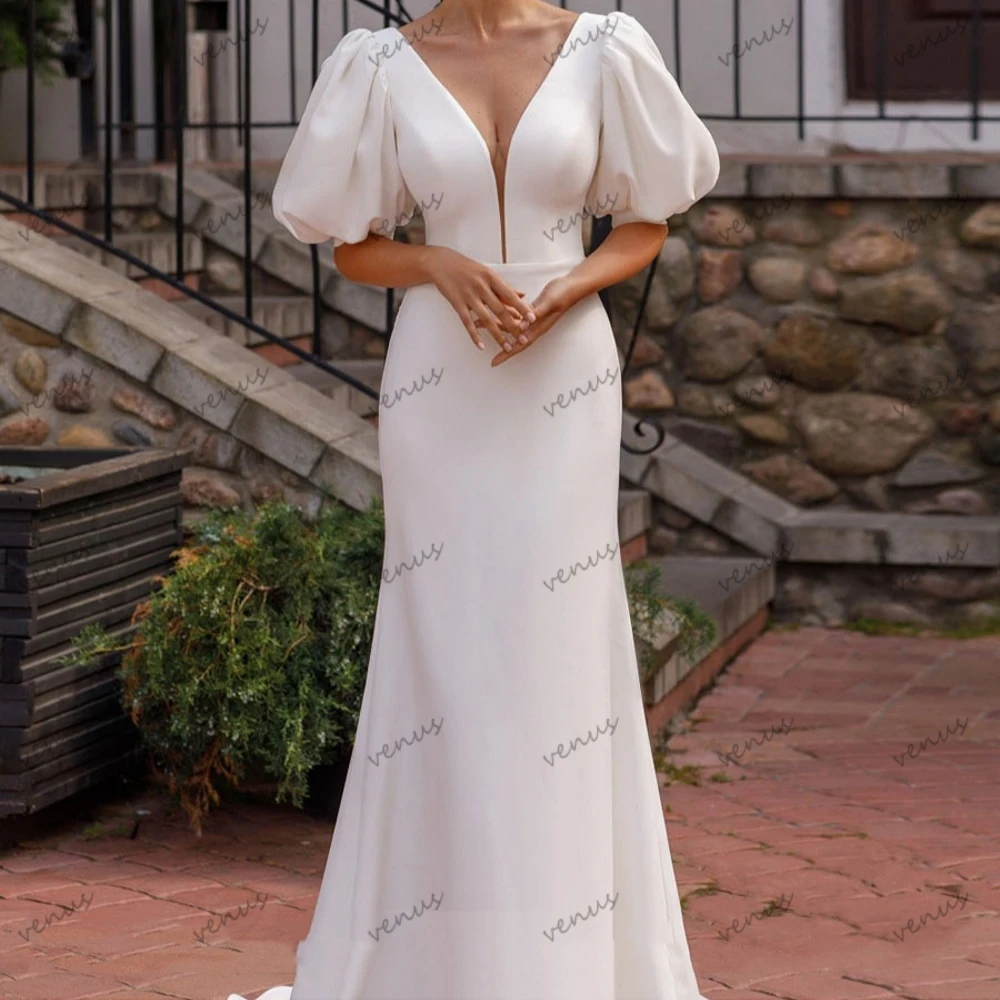 2024 Newest Wedding Dresses For Women Satin Bridal Gowns Puff Sleeves Deep V-Neck Robes For Formal Party 2025 Vestidos De Novia
2024 Newest Wedding Dresses For Women Satin Bridal Gowns Puff Sleeves Deep V-Neck Robes For Formal Party 2025 Vestidos De Novia