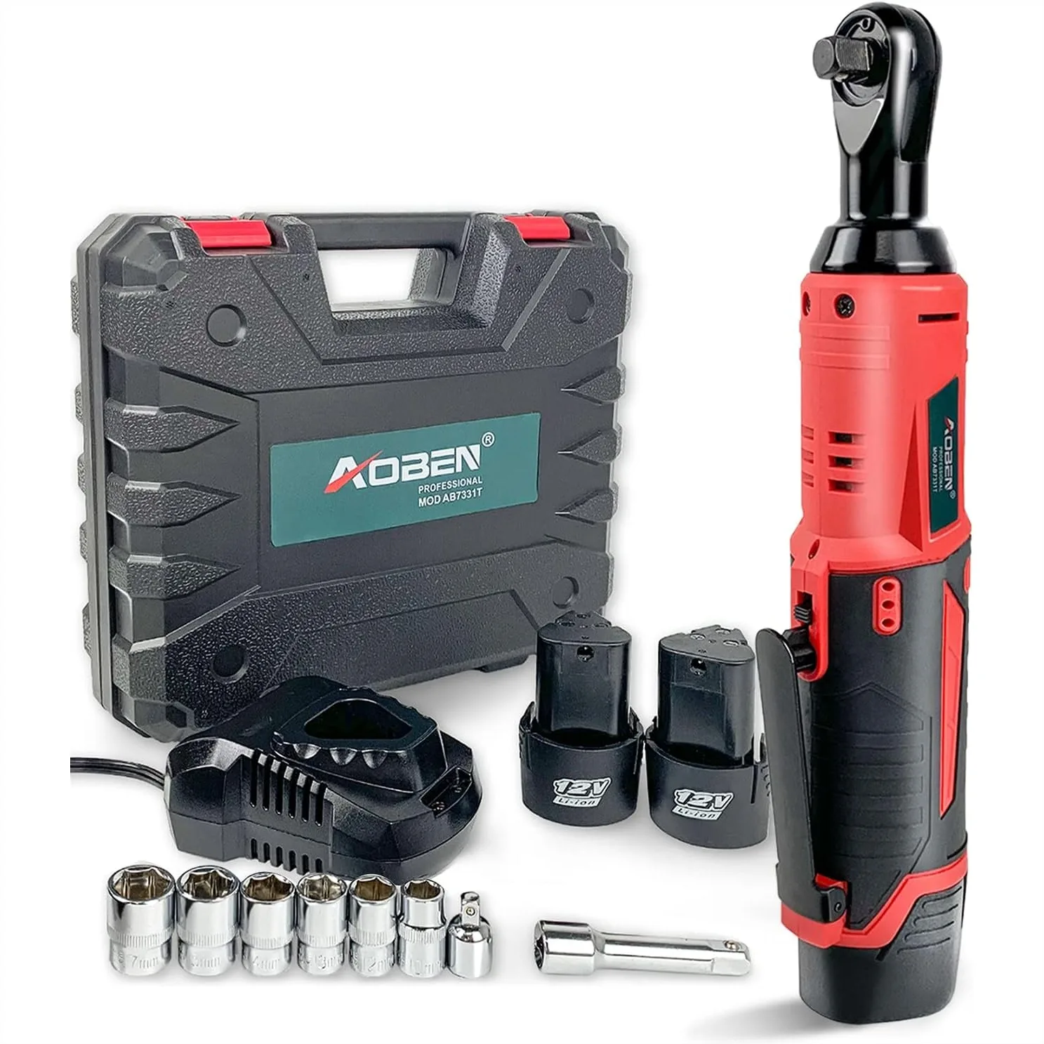 Cordless Electric Ratchet Wrench Set, 3/8" 12V Power Ratchet Tool Kit with 2 Packs 2000mAh Lithium-Ion Battery and Charger
Cordless Electric Ratchet Wrench Set, 3/8" 12V Power Ratchet Tool Kit with 2 Packs 2000mAh Lithium-Ion Battery and Charger