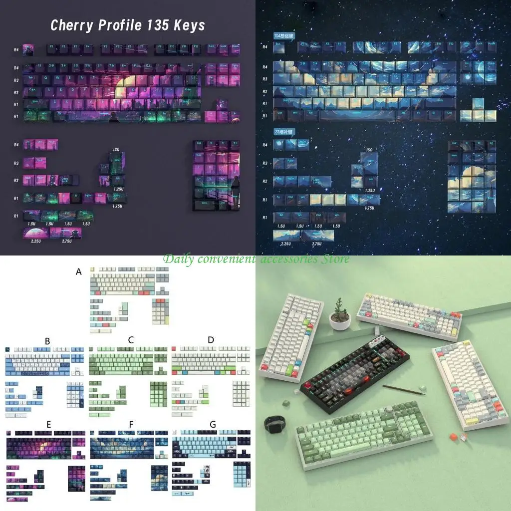 97QB 135PCS Gaming Mechanical Keyboard Keycaps Double Shot PBT Backlit Keycap