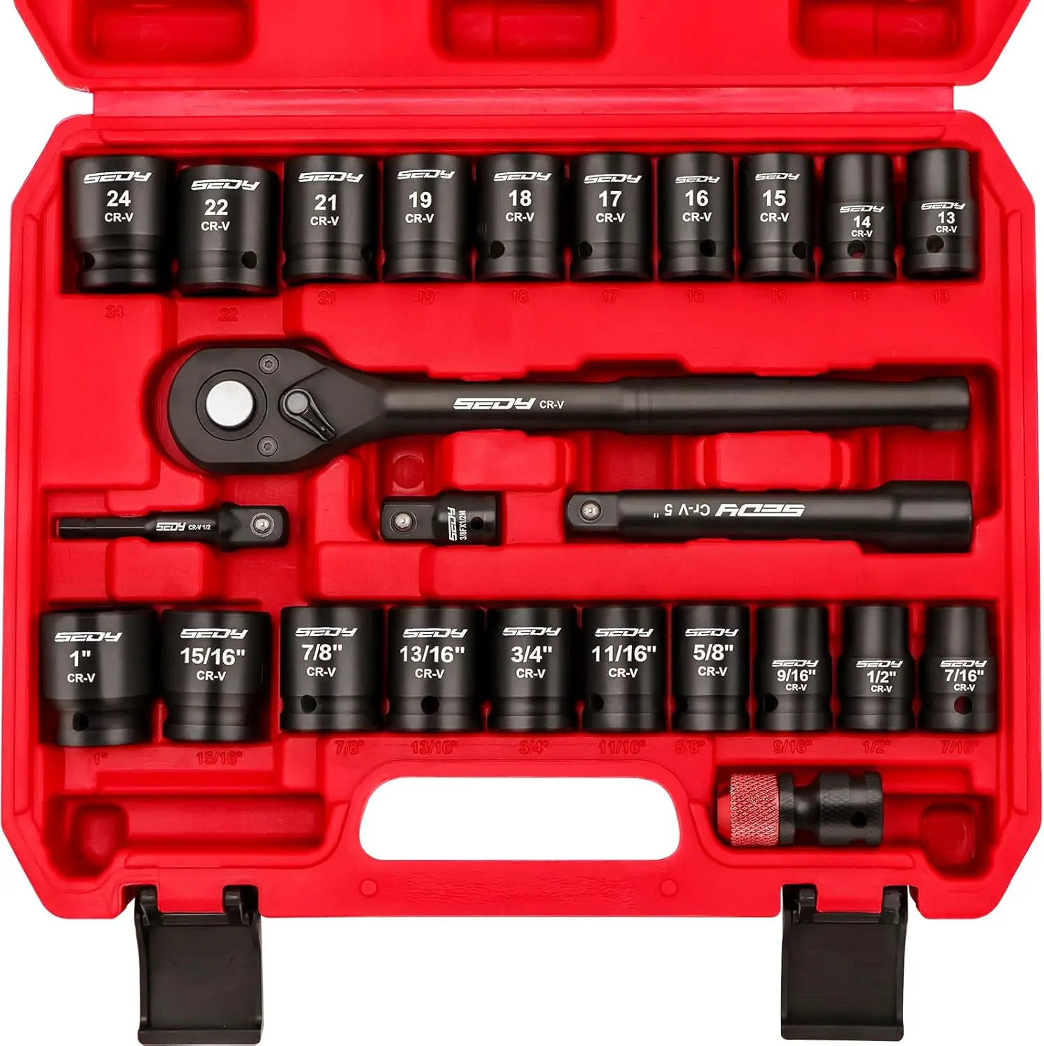 1/2' Drive Socket Wrench Set, 25-Piece SAE & Metric, with Storage Box
1/2' Drive Socket Wrench Set, 25-Piece SAE & Metric, with Storage Box