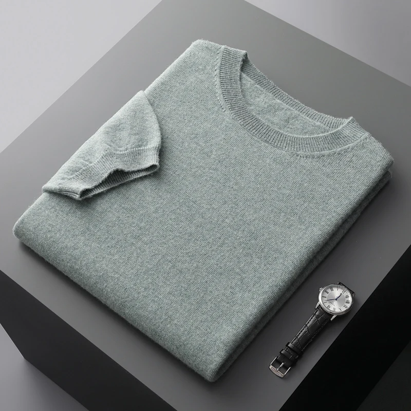 Spring/Summer New Men's Short Sleeved 100% Pure Wool T-Shirt Sweater O-neck Solid Color Loose Knit Pullover Business Casual Top
Spring/Summer New Men's Short Sleeved 100% Pure Wool T-Shirt Sweater O-neck Solid Color Loose Knit Pullover Business Casual Top