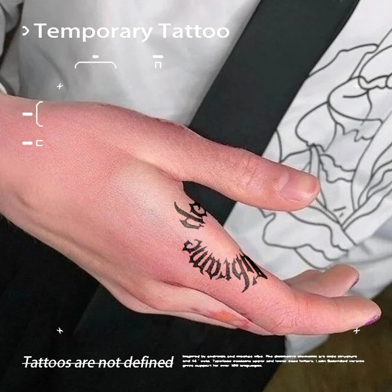 Fake Tattoo Gothic Blackletter Reverse Text Herbal Juice Sticker Temporary Tattoos Tatoo Hotwife Toys for the Best Adolescents
Fake Tattoo Gothic Blackletter Reverse Text Herbal Juice Sticker Temporary Tattoos Tatoo Hotwife Toys for the Best Adolescents