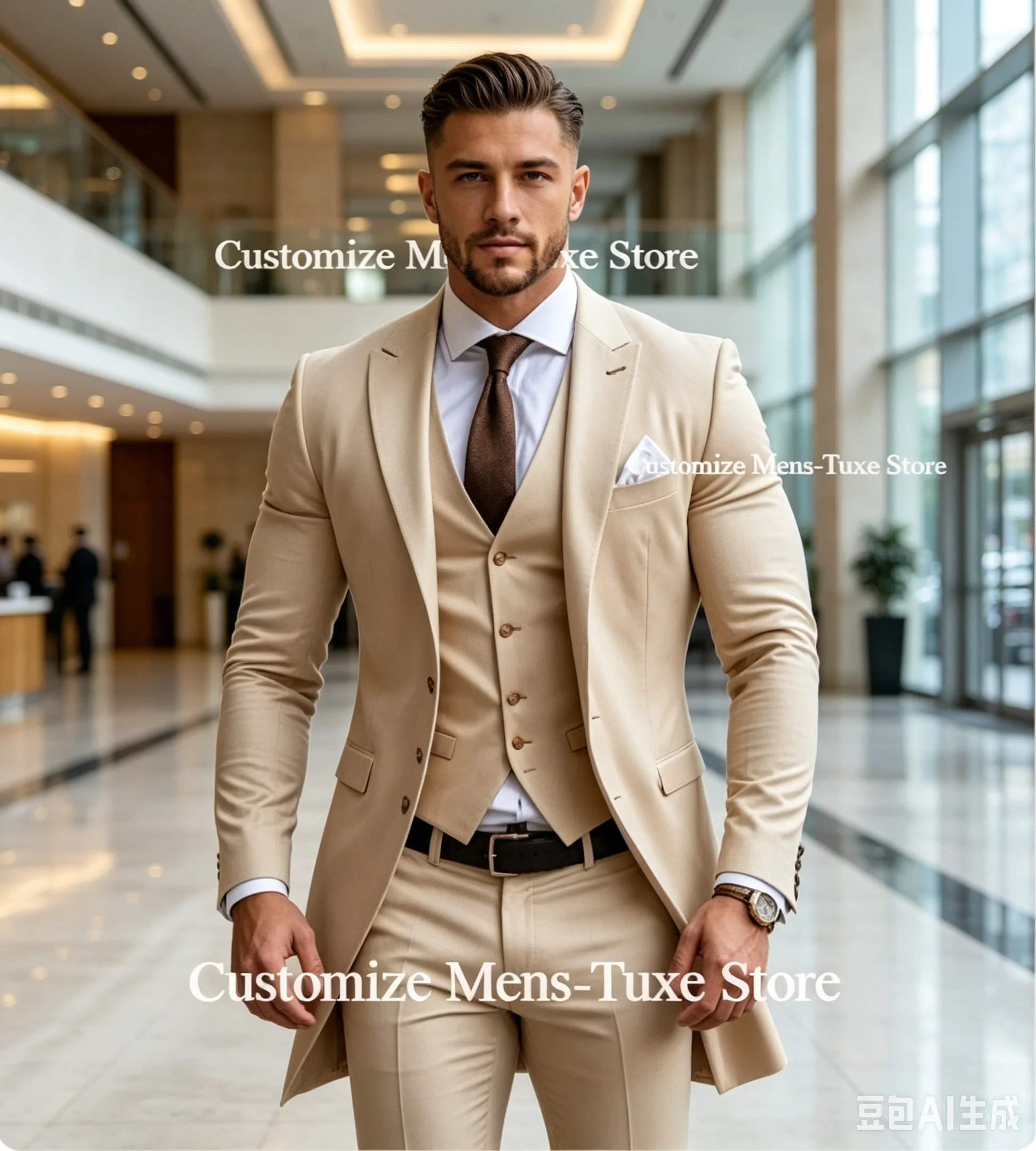 Beige Mens Wedding Tuxedo Elegant Mens Suit Jacket Pants Vest Three Piece Suit Mens Wedding Suit Clothing Italy
Beige Mens Wedding Tuxedo Elegant Mens Suit Jacket Pants Vest Three Piece Suit Mens Wedding Suit Clothing Italy