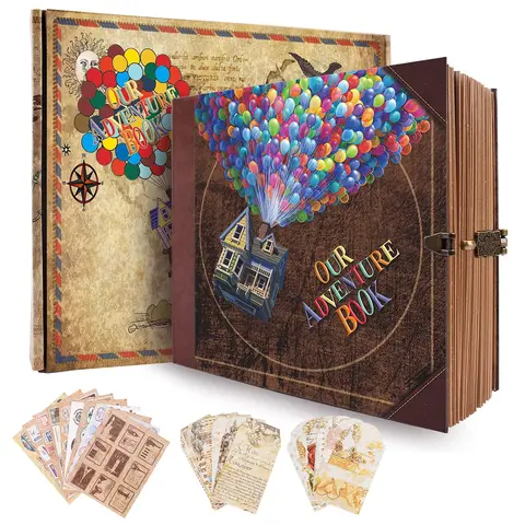 Libro de recortes de 146 páginas, nuestro libro de aventuras, álbum Retro Kraft, álbum de fotos hecho a mano, recuerdo de aniversario, boda, regalo del Día de San Valentín