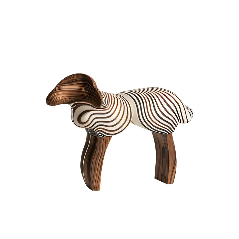 Creative abstract lamb solid wood stool 
Creative abstract lamb solid wood stool