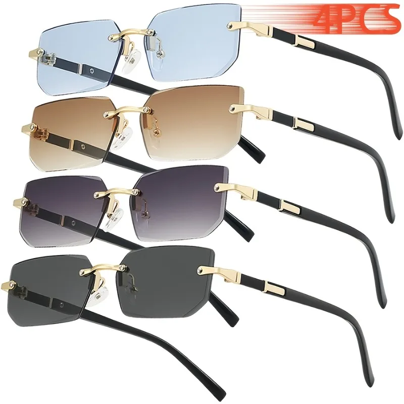 4 Pairs of Frameless Fashionable Glasses Unisex Luxurious Gradient Lenses with Retro and Nostalgic Color Matching Lenses
4 Pairs of Frameless Fashionable Glasses Unisex Luxurious Gradient Lenses with Retro and Nostalgic Color Matching Lenses