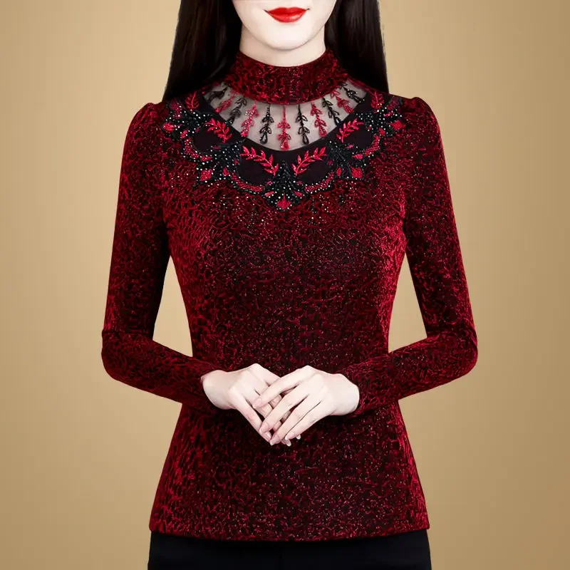 Velvet Bottoming Shirt Women's Long-sleeved Autumn Winter New Red High-neck Thickened Warm Top Blouse E7544
Velvet Bottoming Shirt Women's Long-sleeved Autumn Winter New Red High-neck Thickened Warm Top Blouse E7544