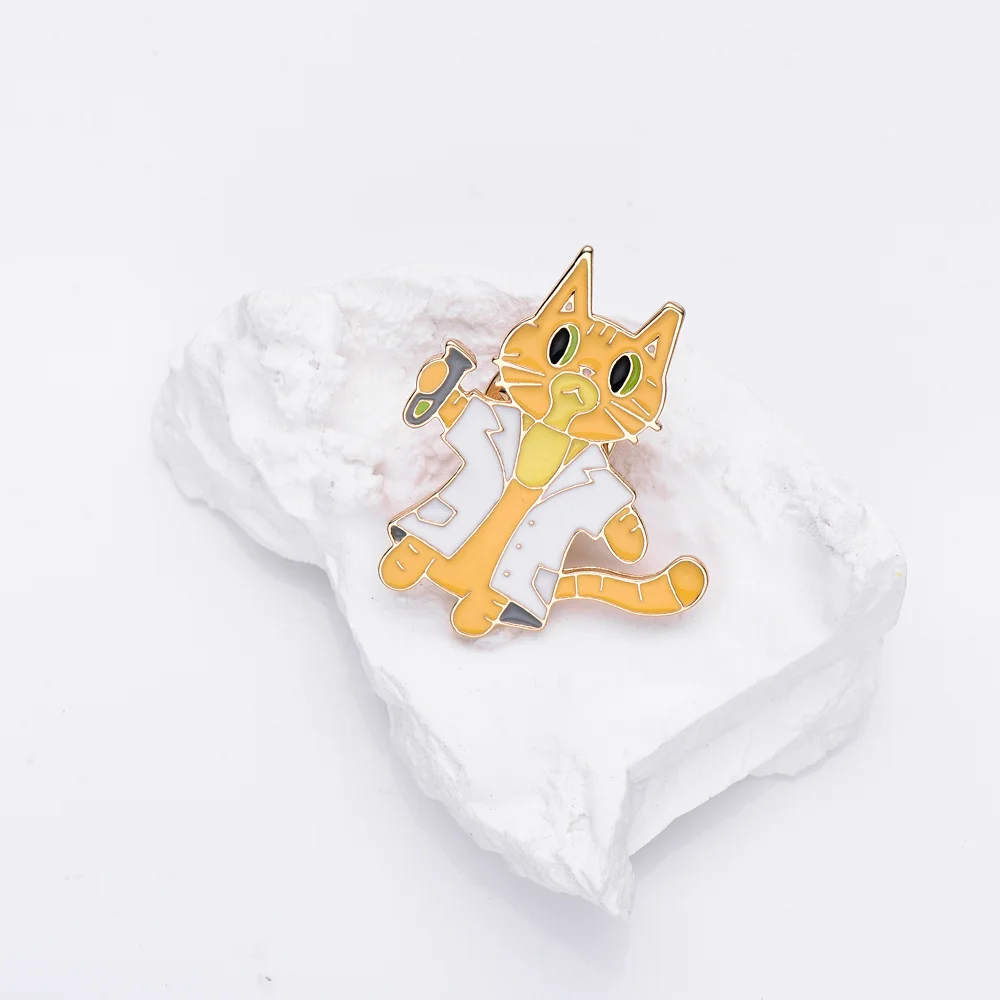 Cartoon Cute Science Cat Brooch Yellow Metal Enamel Badge Backpack Hat Lapel Shirt Pin Scientist Doctor Jewelry Accessory Gift
Cartoon Cute Science Cat Brooch Yellow Metal Enamel Badge Backpack Hat Lapel Shirt Pin Scientist Doctor Jewelry Accessory Gift