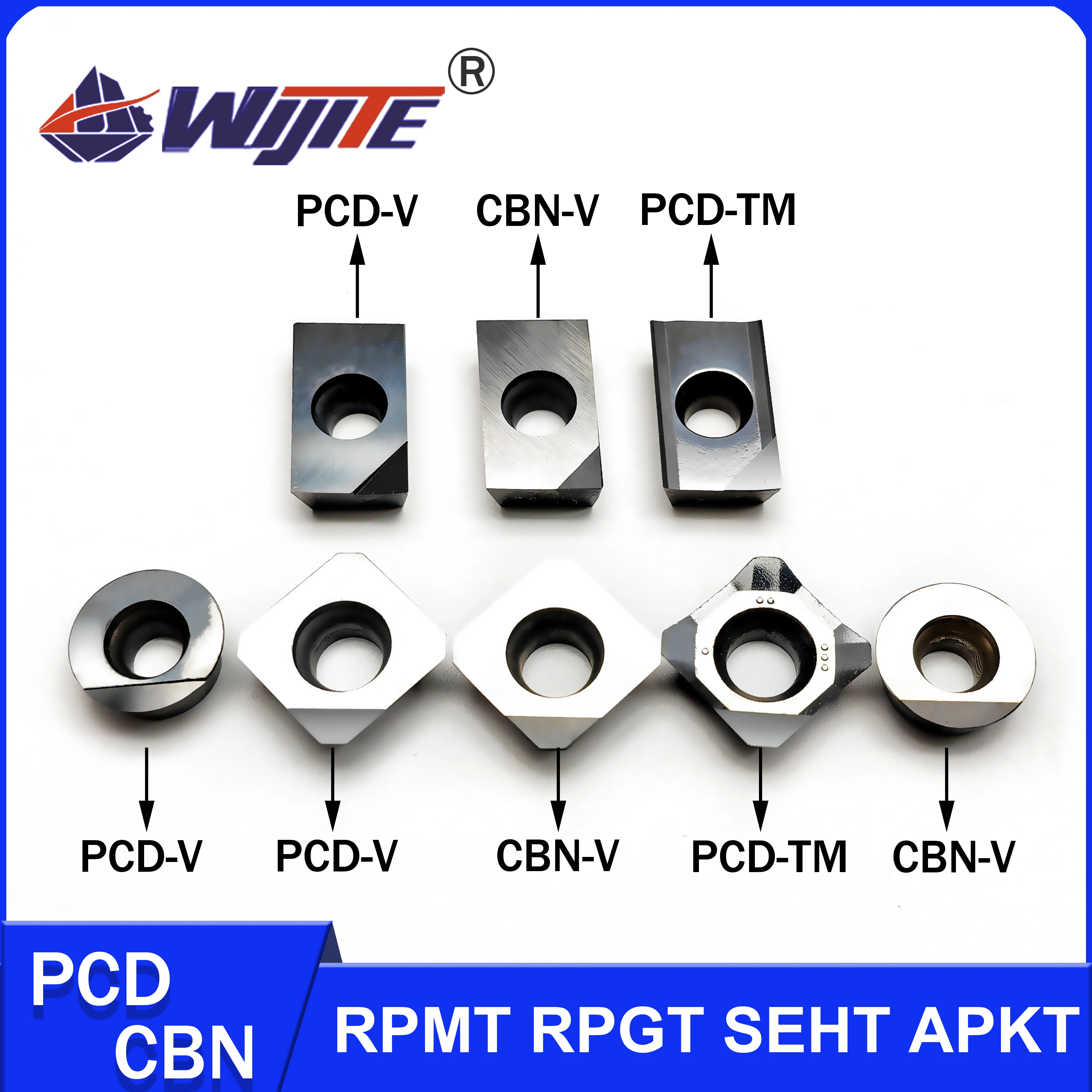 CNC APKT SEHT RPMT RPGT Milling cutter piece CBN tools processing hard steel, PCD is used for aluminum copper and carbon fiber
CNC APKT SEHT RPMT RPGT Milling cutter piece CBN tools processing hard steel, PCD is used for aluminum copper and carbon fiber