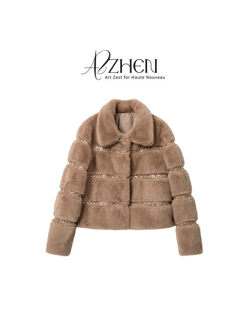 AZZHEN Briti Rich Waterproof Fur Jaet Eco-friendly Diamond Embellied Outerwear Korean Sle Long Sve Thiened Coat
AZZHEN Briti Rich Waterproof Fur Jaet Eco-friendly Diamond Embellied Outerwear Korean Sle Long Sve Thiened Coat