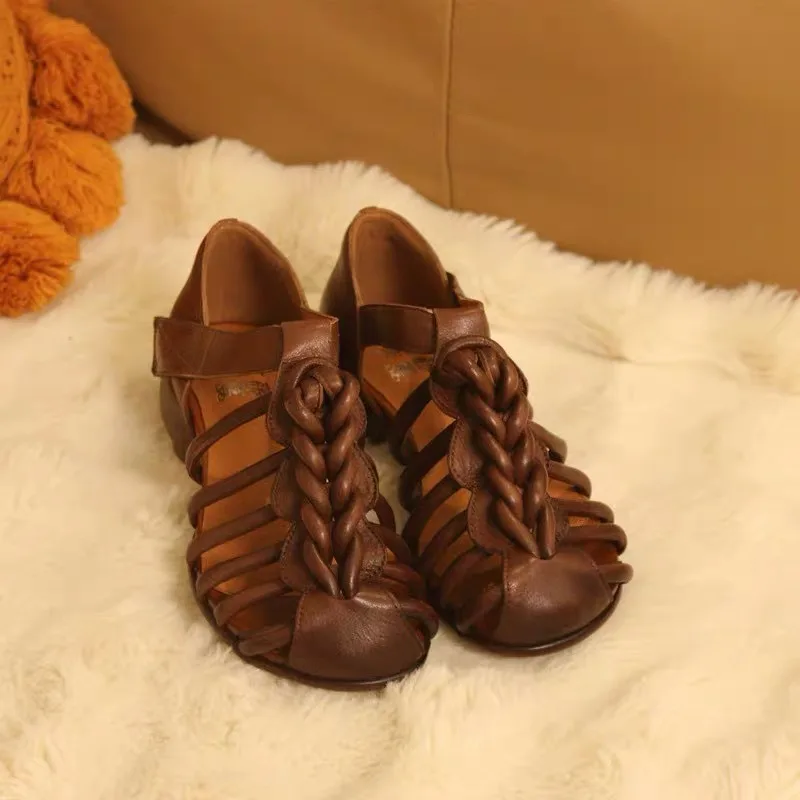 Birkuir Retro Closed Toe Woven Women Hollow Out Sandals Genuine Leather Luxury Closed Toe Hook Loop Flats Soft Weave Sandals
Birkuir Retro Closed Toe Woven Women Hollow Out Sandals Genuine Leather Luxury Closed Toe Hook Loop Flats Soft Weave Sandals