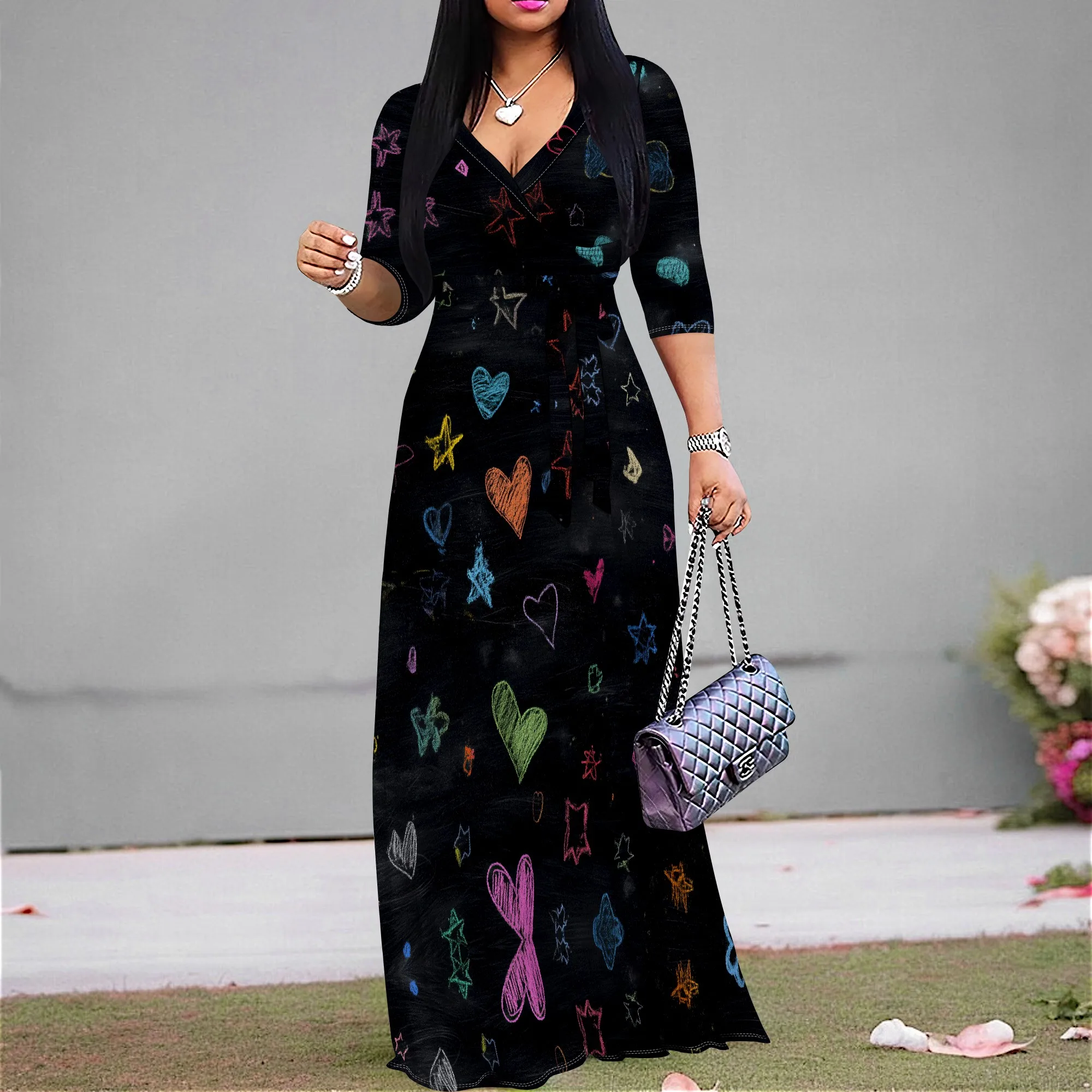Women's V-Neck Abstract Graffiti Maxi Dress Half Sleeve Art Print A-line Long Dress for Valentine's Day Date Night XS-3XL
Women's V-Neck Abstract Graffiti Maxi Dress Half Sleeve Art Print A-line Long Dress for Valentine's Day Date Night XS-3XL
