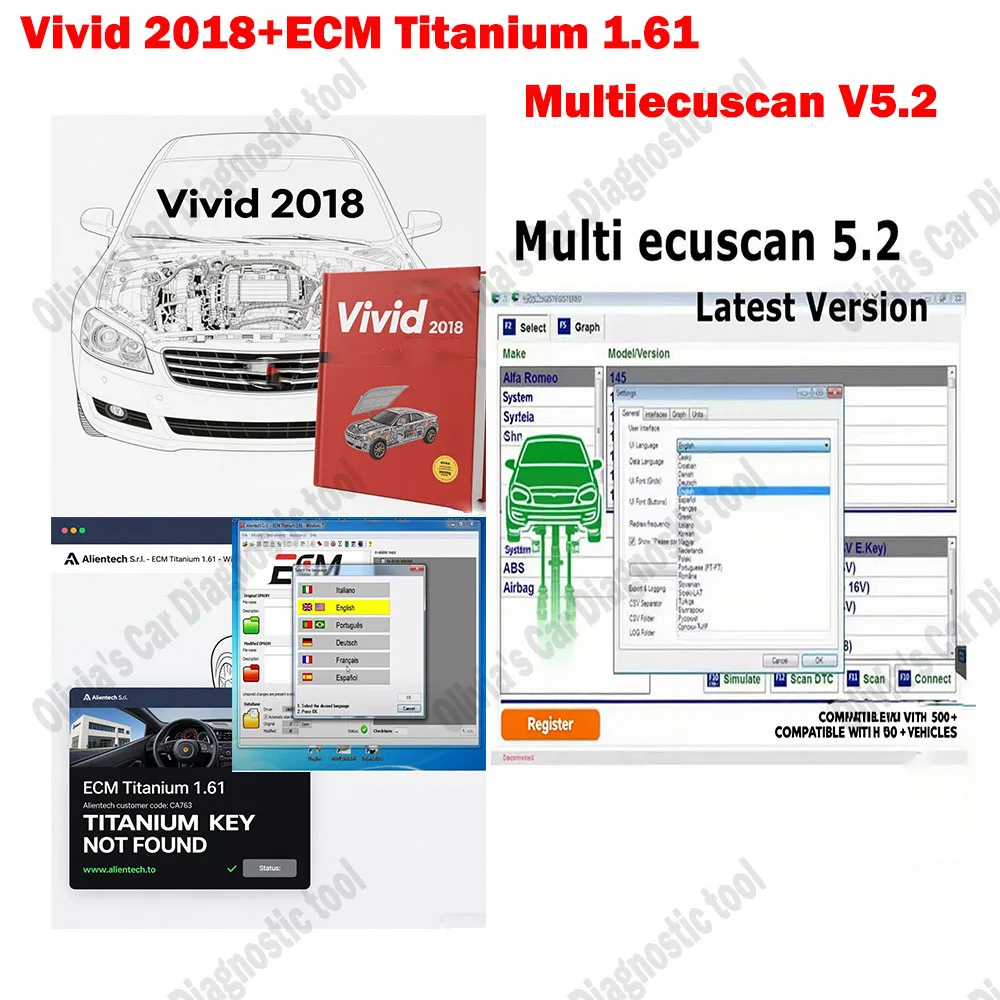 Vivid 2018 workshop data OBD2 Scanner tools + ECM TITANIUM 1.61 With 26000 + Driver ECM 18259+ Multiecuscan V5.2 work for ELM327
Vivid 2018 workshop data OBD2 Scanner tools + ECM TITANIUM 1.61 With 26000 + Driver ECM 18259+ Multiecuscan V5.2 work for ELM327