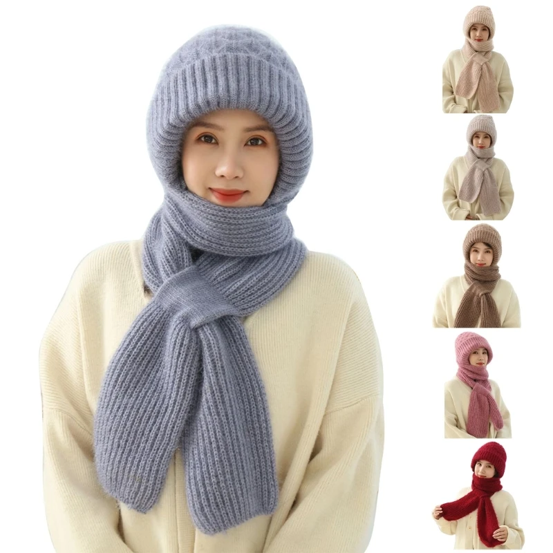 2-in-1 Knitted Scarf Hat Hooded Skull Cap Women Winter Warm Ear Protective Hat Neck Scarf Solid Outdoor Windproof Beanie Hat
2-in-1 Knitted Scarf Hat Hooded Skull Cap Women Winter Warm Ear Protective Hat Neck Scarf Solid Outdoor Windproof Beanie Hat