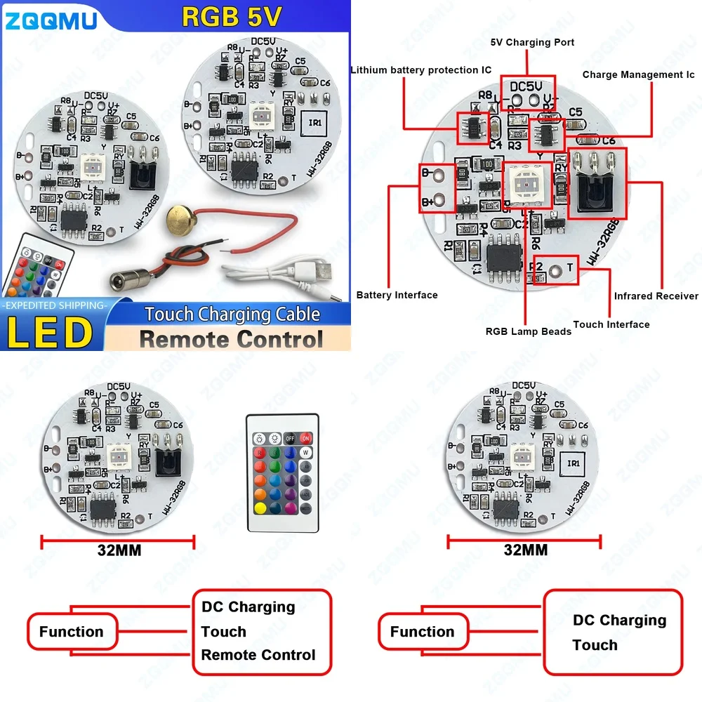 Светодиодная плата RGB 5 В, низковольтная красочная градиентная печатная плата, сенсорный пульт дистанционного управления, 16 цветов, 32 мм, перезаряжаемая для украшения своими руками
Светодиодная плата RGB 5 В, низковольтная красочная градиентная печатная плата, сенсорный пульт дистанционного управления, 16 цветов, 32 мм, перезаряжаемая для украшения своими руками