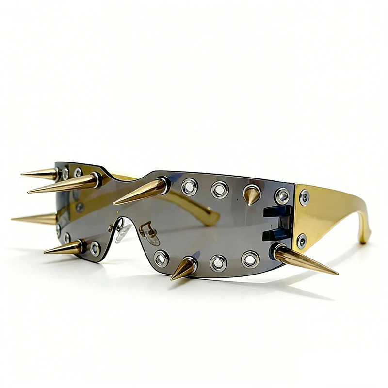 New Trendy Punk Spiky Exaggerated Rivet Sun Shade Future Tech Style One-Piece Frameless Sunglasses Street Stylish Party Eyewears
New Trendy Punk Spiky Exaggerated Rivet Sun Shade Future Tech Style One-Piece Frameless Sunglasses Street Stylish Party Eyewears