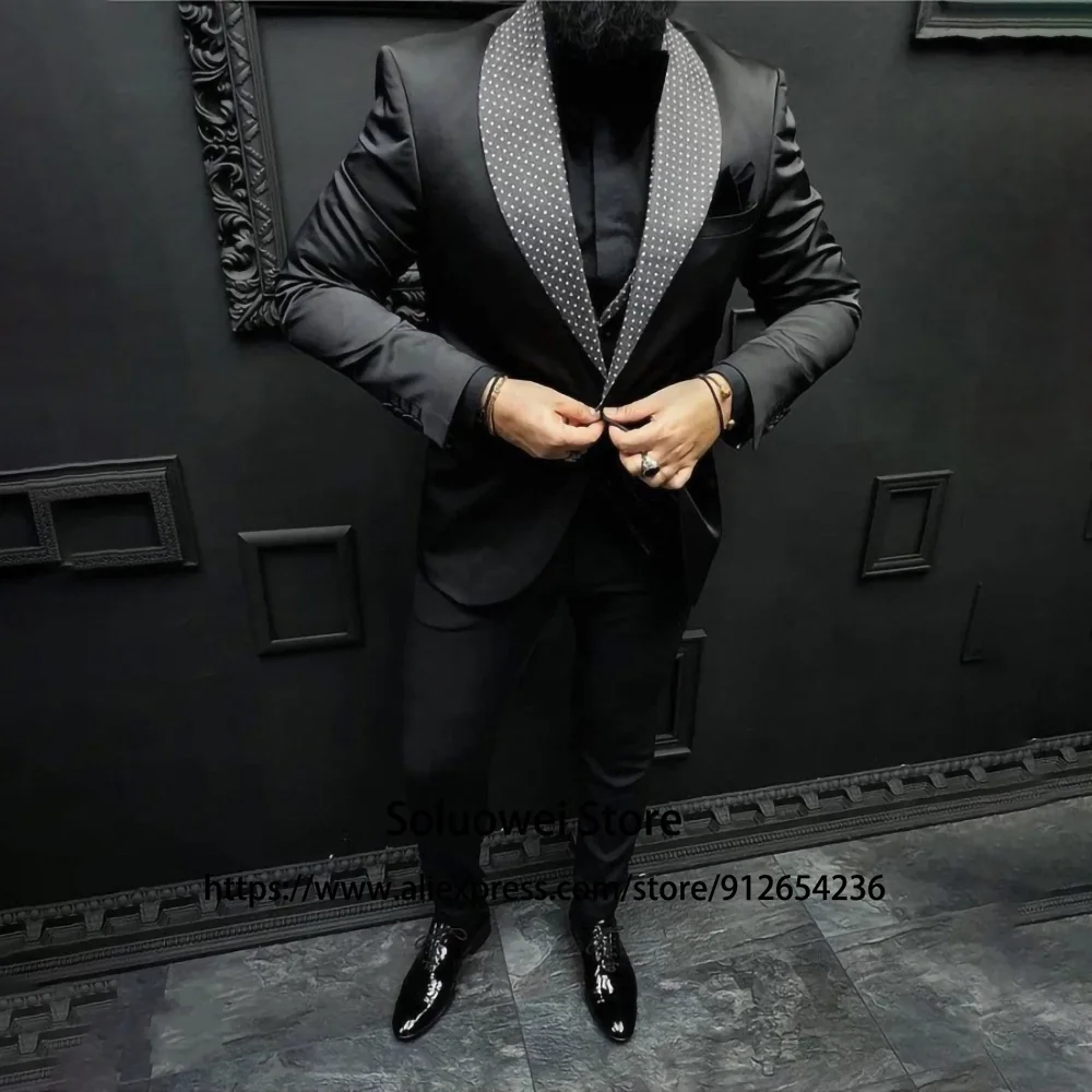 Fashion Black Slim Fit Suits For Mens 3 Piece Jacket Vest Pants Set Groom Wedding Shawl Lapel Tuxedo Formal Office Costume Homme
Fashion Black Slim Fit Suits For Mens 3 Piece Jacket Vest Pants Set Groom Wedding Shawl Lapel Tuxedo Formal Office Costume Homme