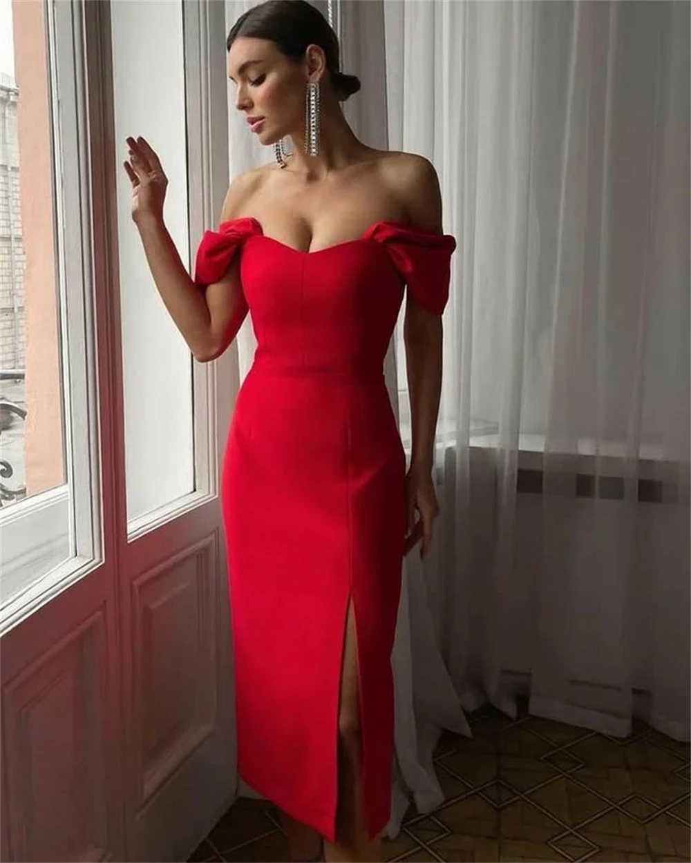 Customized Mermaid Simple Red Jersey Evening Dress Exquisite Off the Shoulder Sleeveless Homecoming Gowns Sexy Vestido De Festa
Customized Mermaid Simple Red Jersey Evening Dress Exquisite Off the Shoulder Sleeveless Homecoming Gowns Sexy Vestido De Festa