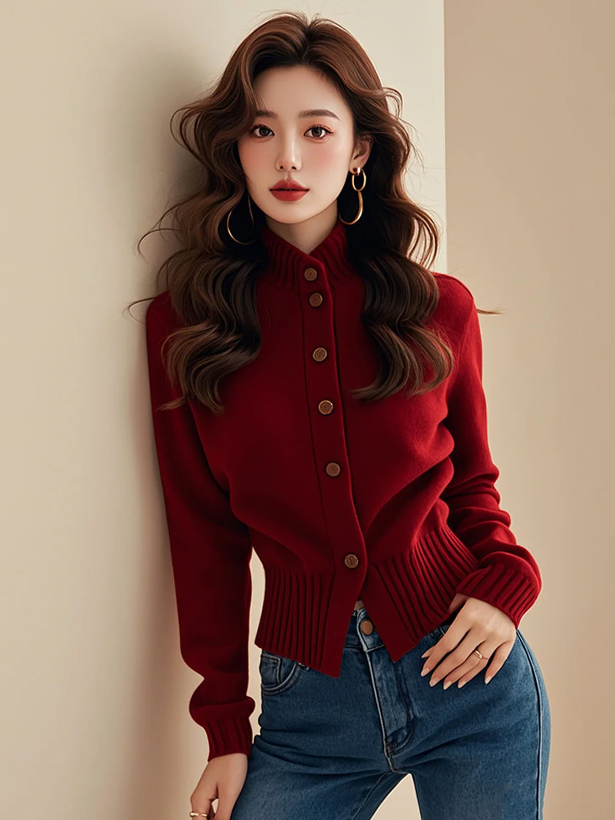 Red High Collar Knitted Sweater Coat Women's 2026 Autumn Winter New Style Career Style Slim Fit Long Sleeve round Neck Short ...
Red High Collar Knitted Sweater Coat Women's 2026 Autumn Winter New Style Career Style Slim Fit Long Sleeve round Neck Short ...