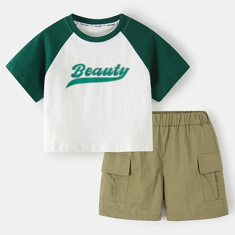 2Piece Summer Toddler Boy Outfits Korean kids Clothes Fashion Letter Short Sleeve Tops+Shorts Baby Clothing Children's Sets B046
2Piece Summer Toddler Boy Outfits Korean kids Clothes Fashion Letter Short Sleeve Tops+Shorts Baby Clothing Children's Sets B046
