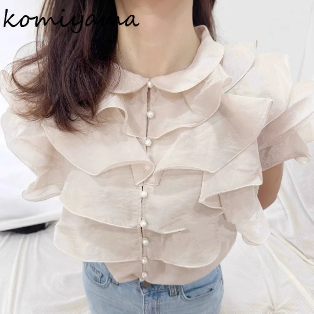 Cascading Ruffle 2025 Shirts Blouses Temperament New Ropa Mujer Single Breasted Blusas Peter Pan Collar Camisas Woman Clothing 
Cascading Ruffle 2025 Shirts Blouses Temperament New Ropa Mujer Single Breasted Blusas Peter Pan Collar Camisas Woman Clothing