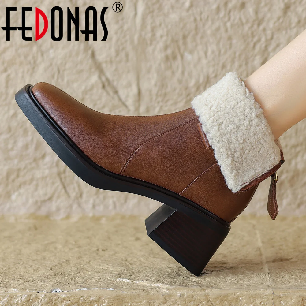 FEDONAS Women Ankle Boots Winter Wool Warm Short Boots Genuine Leather Thick Heels Square Toe Office Lady Working Shoes Woman
FEDONAS Women Ankle Boots Winter Wool Warm Short Boots Genuine Leather Thick Heels Square Toe Office Lady Working Shoes Woman
