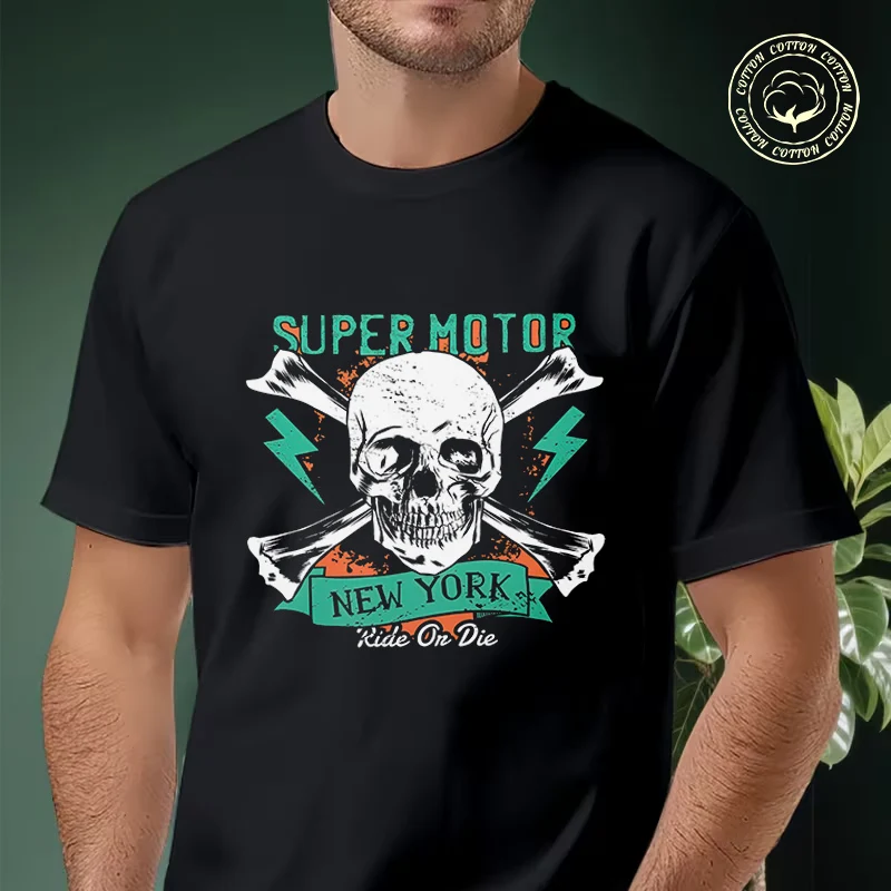 Super Motor And Skull Men's Moto T Shirt Casual Dress High Quality Mens Cotton Round Neck Short Sleeved T-shirt
Super Motor And Skull Men's Moto T Shirt Casual Dress High Quality Mens Cotton Round Neck Short Sleeved T-shirt
