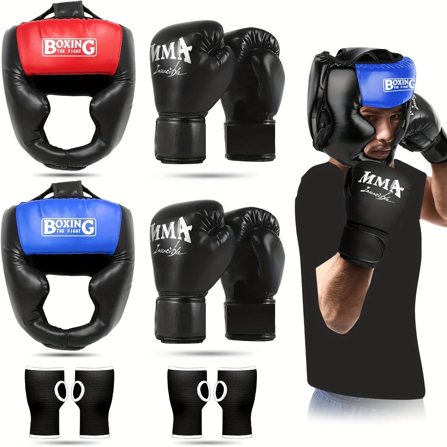 Six-Piece Red And Blue Boxing Head Covers, Boxing Gloves, Boxing Equipment, Training Sparring Hoods, Boxing Gear, for MMA, Kickboxing, Muay Thai, for Boxing Men And Women
Six-Piece Red And Blue Boxing Head Covers, Boxing Gloves, Boxing Equipment, Training Sparring Hoods, Boxing Gear, for MMA, Kickboxing, Muay Thai, for Boxing Men And Women