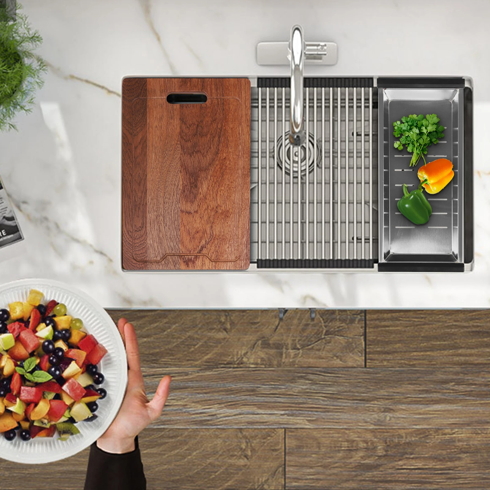 16 Gauge Built-in Kitchen Sink with Bottom Grid Basket Strainer 30/33 Inch Single Bowl Ledge Workstation Multifunction Chef Sink
16 Gauge Built-in Kitchen Sink with Bottom Grid Basket Strainer 30/33 Inch Single Bowl Ledge Workstation Multifunction Chef Sink