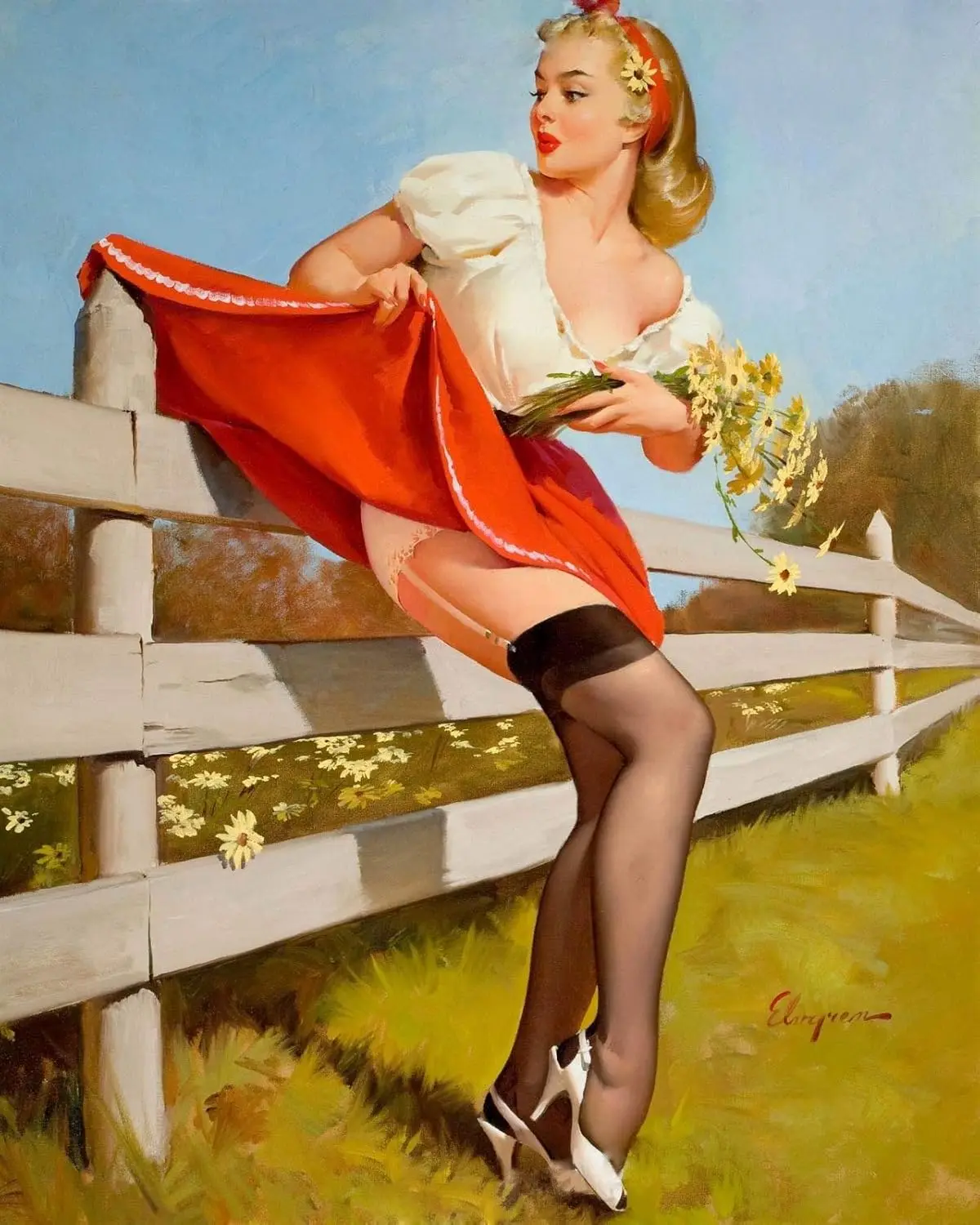 MAGNET On The Fence Vintage Style Elvgren Pin-Up Girl Upskirt Magnet Vinyl Magnetic Sheet for Lockers, Cars, Signs,
MAGNET On The Fence Vintage Style Elvgren Pin-Up Girl Upskirt Magnet Vinyl Magnetic Sheet for Lockers, Cars, Signs,